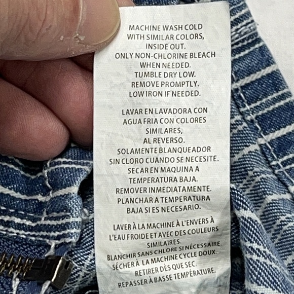 Dickies Womens Antique Blue White Striped Denim Overall Cotton Dress Medium - Picture 9 of 11